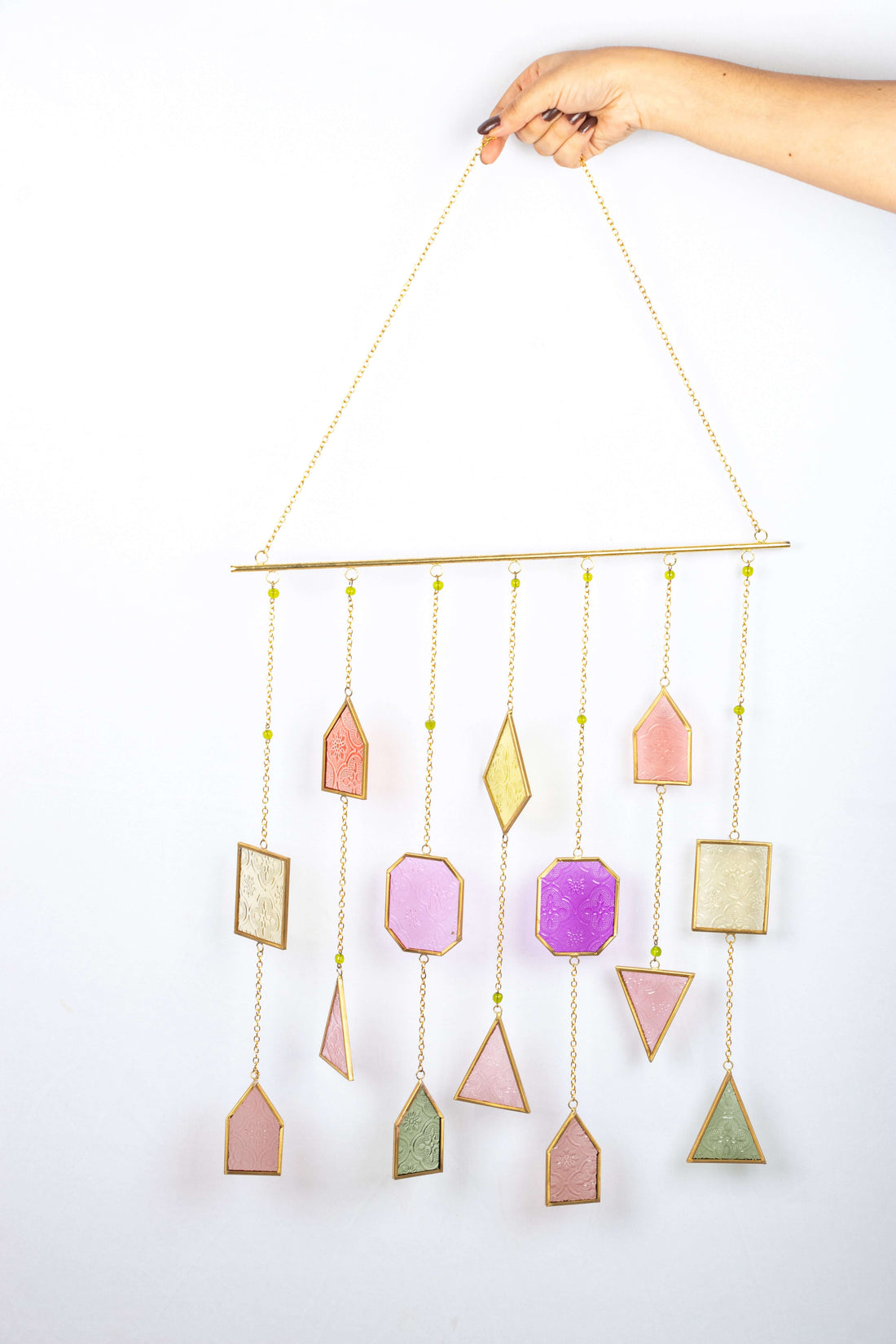 Geometric Windchime with Stained Glass