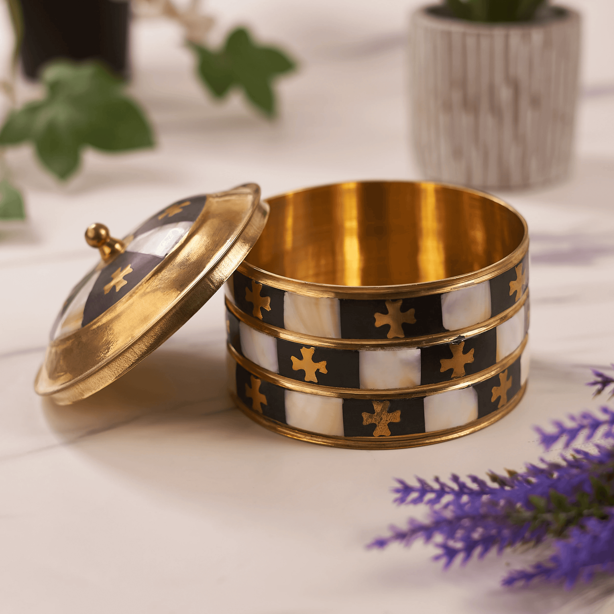 3 Layer Brass Trinket Box for Jewelry and Keepsakes