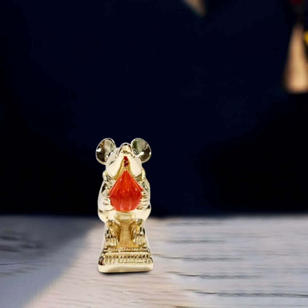 2 inches- Gold Mushak Idol for Ganpati Pooja