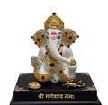 4.5-Inch Gold Plated Lord Jewelry Ganesha Idol with White Color for Home Decor and Gifting