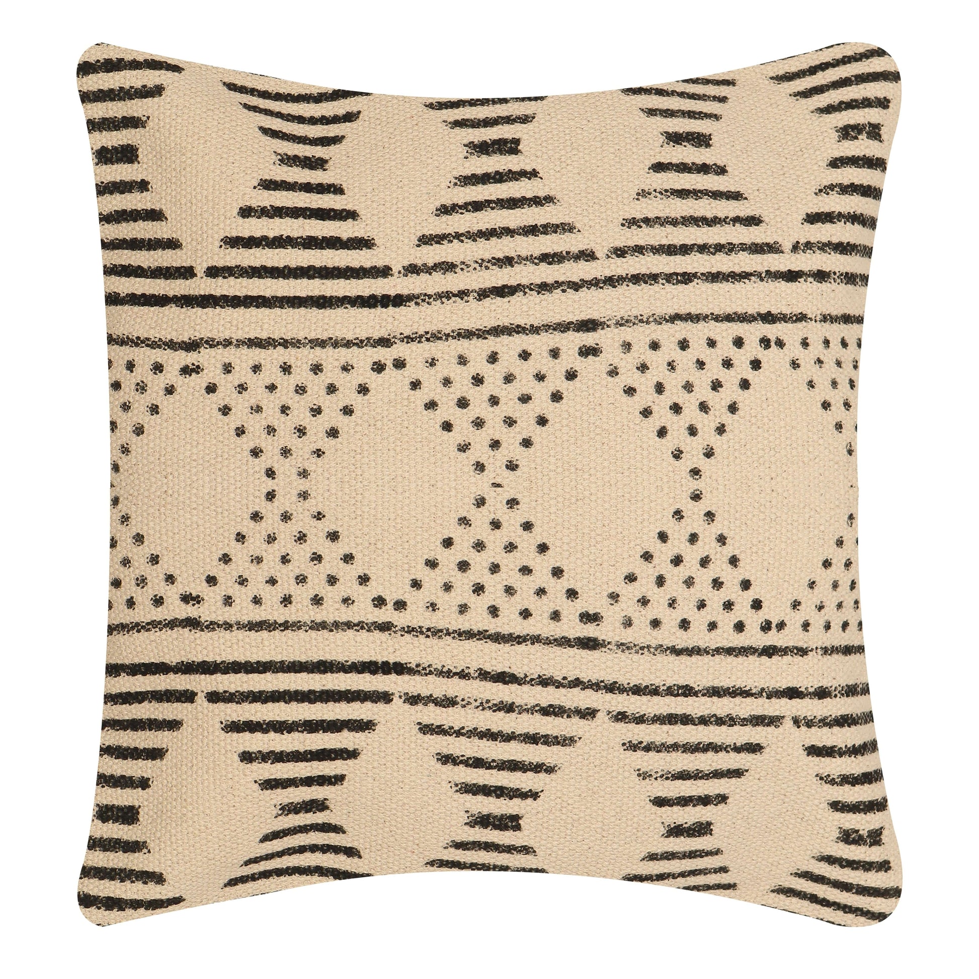 A coffee and black tribal motif pillow cover