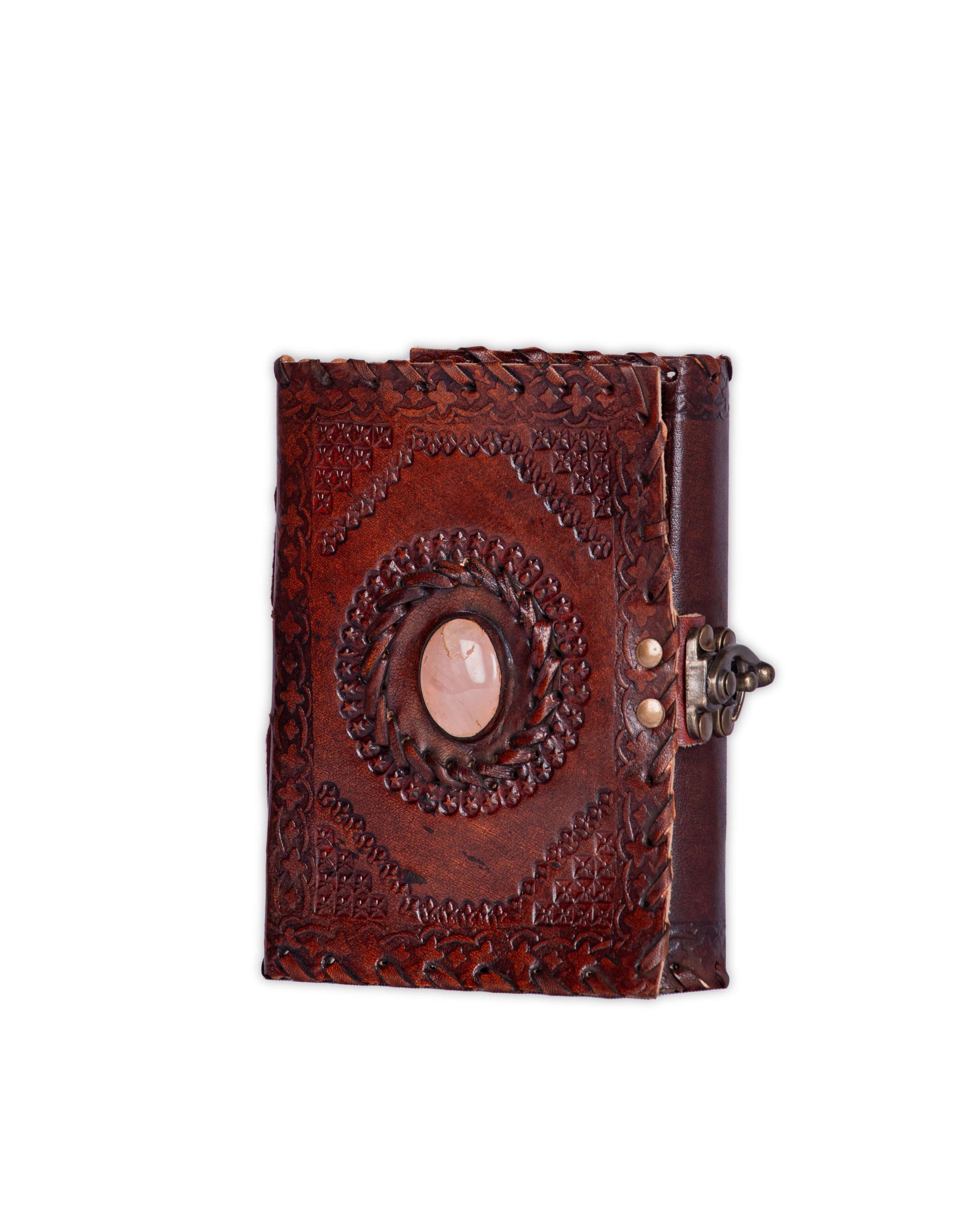 Handmade Leather Diary with stone in center