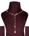 Swarovski Crystal Large Drop Y Statement red Necklace with Fine Brass Metal Chain