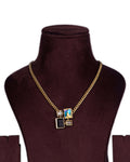 Swarovski Crystal Brass 4 Stone Pendant Necklace with Fine Brass Metal chain on the red Showpiece