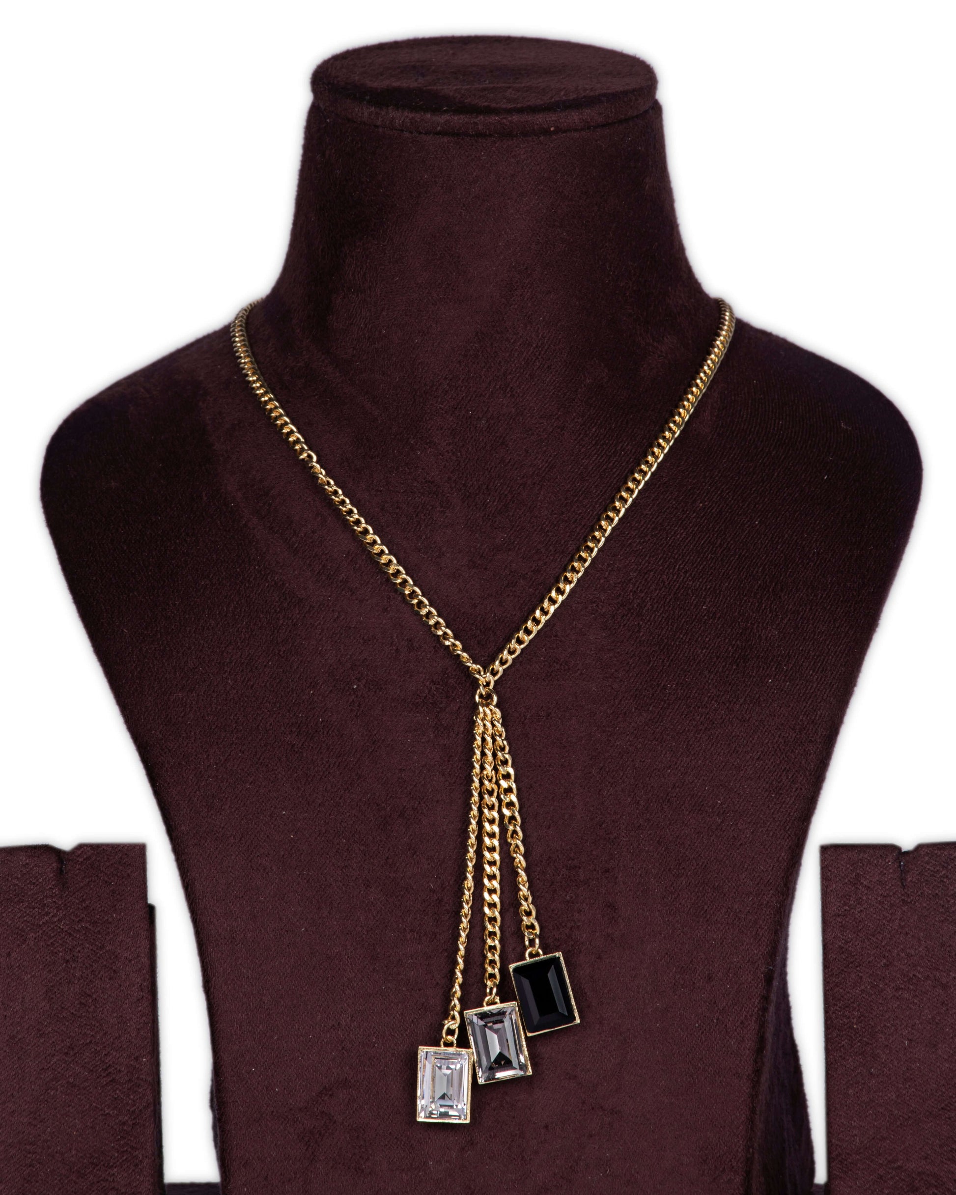 Swarovski Crystal 3 Stones Tassel Necklace on the showpiece