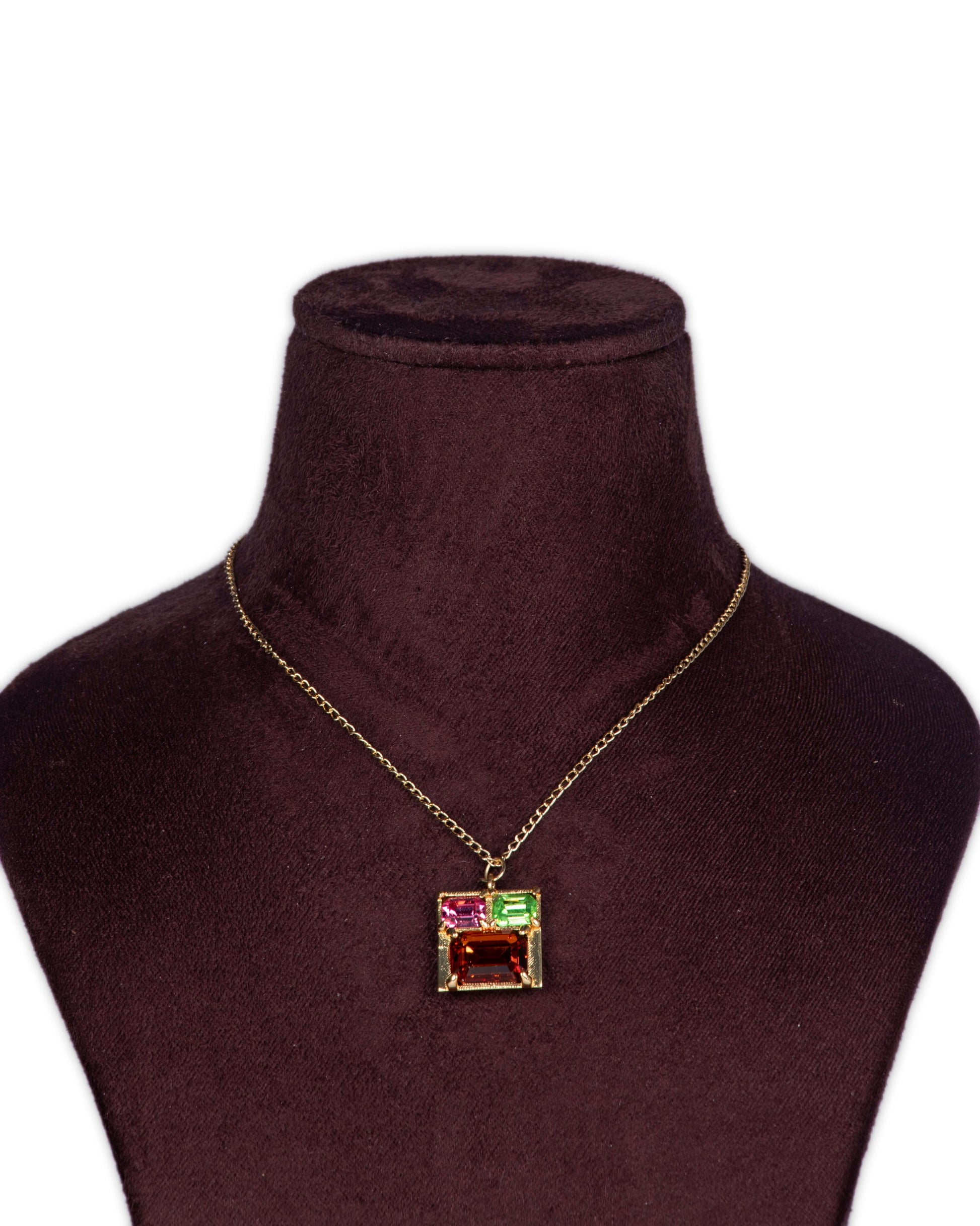 3 Stone Crystal Brass Metal Pendant on the showpiece