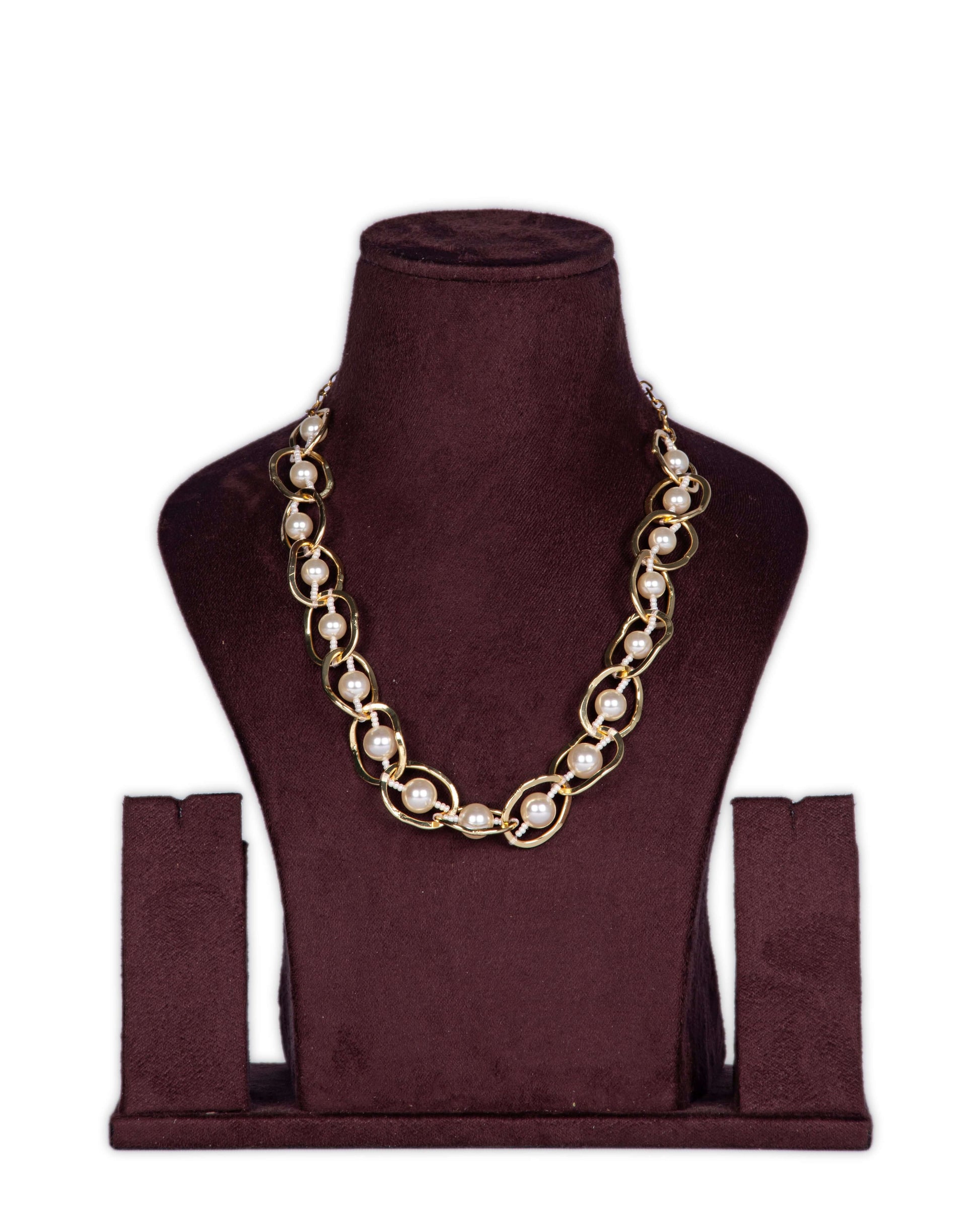 10 Circular Crystal Bead Handwrapped Statement Necklace in Brown/Beige Combination