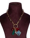 Agate Trio Pendant Necklace on the gold plated chain