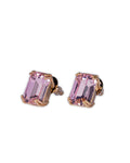 2 Stone Elements SQ Rose Gold Stud Earring in Lt Gold Finish
