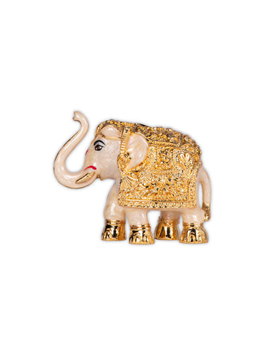 24k Gold Plated Elephant Idol Showpiece (White)
