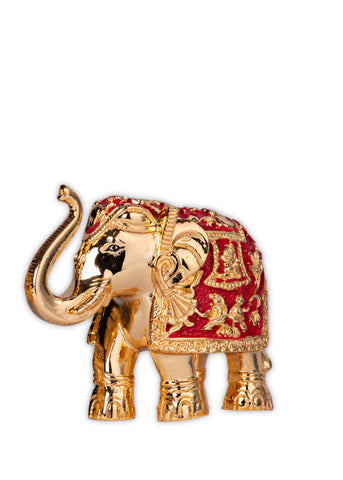 24k Gold plated Meenakari Elephant (Red)