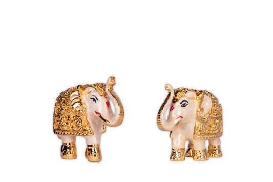 24k Gold Plated Elephant Idol Showpiece (White)
