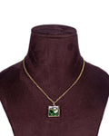 Crystal Brass 2 Stone Pendant with brass chain