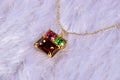 3 Stone Crystal Brass Metal Pendant with chain