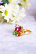 3 Stone Swarovski Crystal Brass Metal Finger Ring