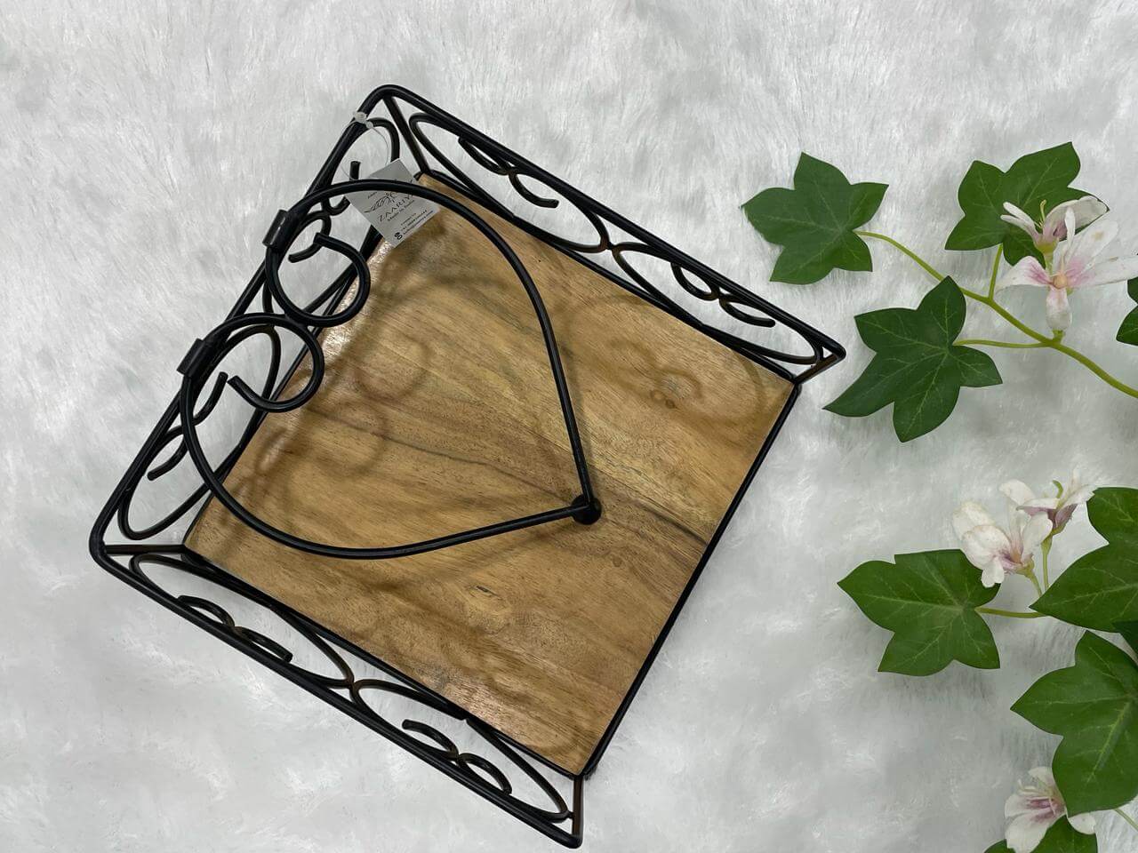 Wooden Tissue Holder with metal