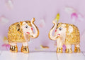 3-Inch Premium Quality Gold Plated Resin white Elephant Showpiece set of 2