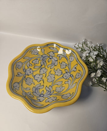 Small Yellow Designer Ceramic Bowl for Home Decor