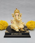 4.5-Inch Gold Plated Lord Jewelry Ganesha Idol with Yellow Color for Home Decor and Gifting