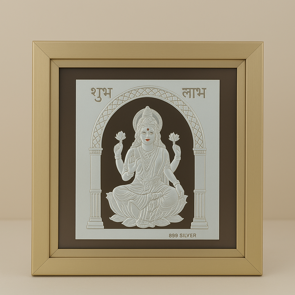 Goddess Laxmi Silver Frame for Home Decor and Gifting