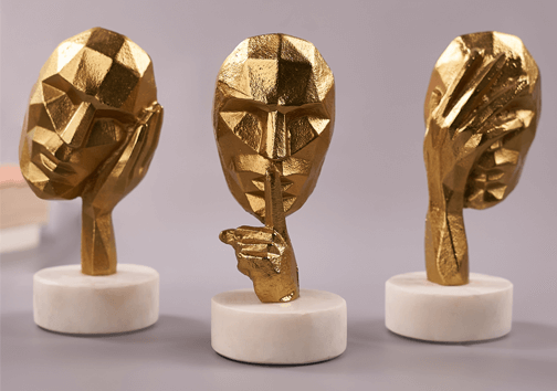 Antique Face Figurine Set of 3 for Home Décor