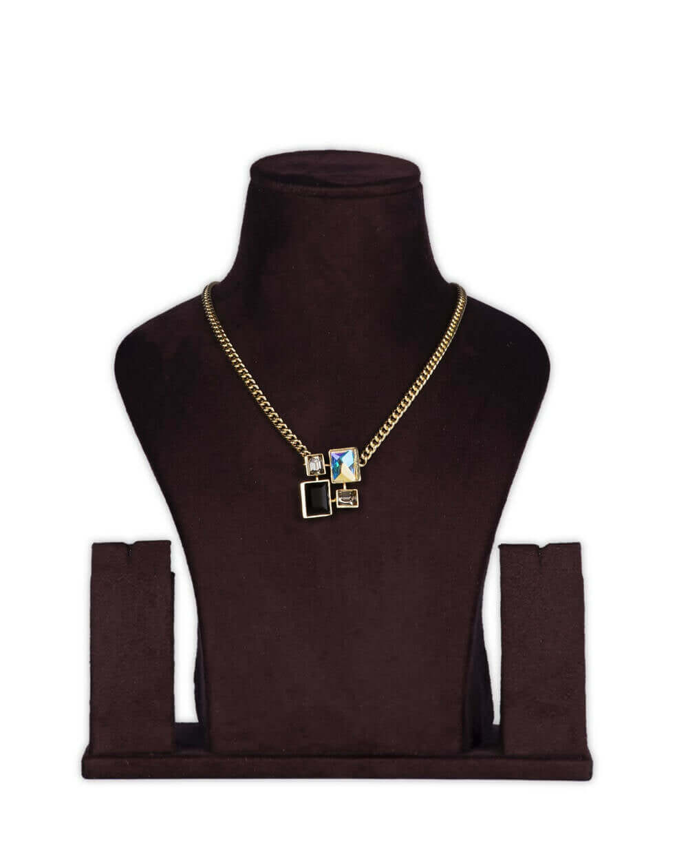 Swarovski Crystal Brass 4 Stone Pendant Necklace with Fine Brass Metal chain