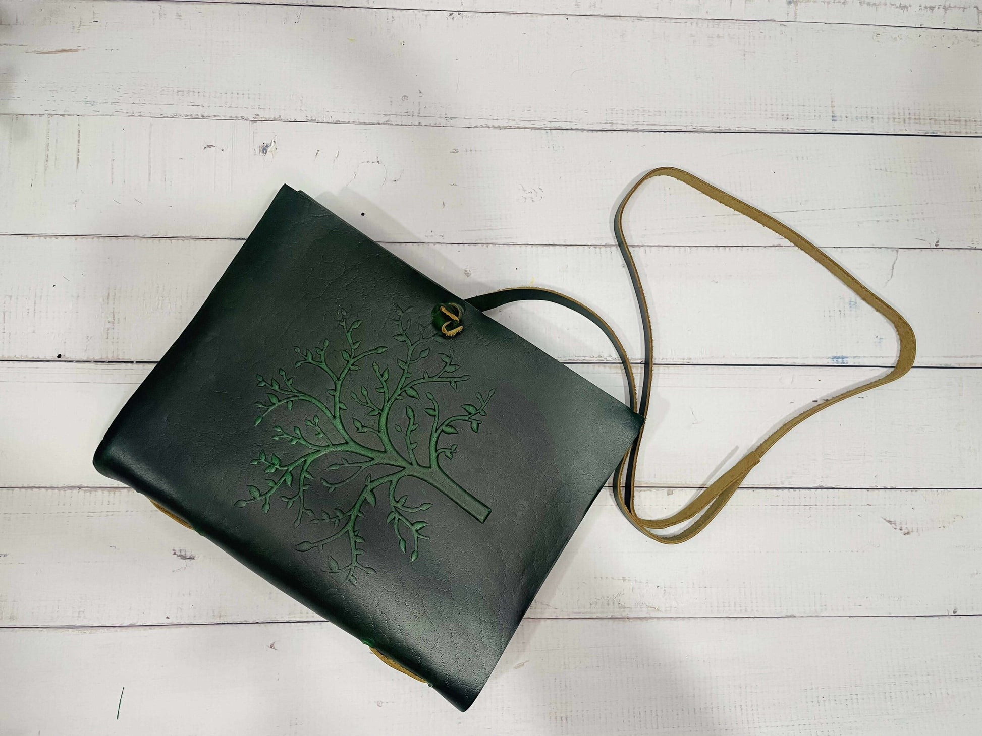 Best Green Leather Diary carved