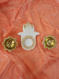 Handpainted Hamza hand with Diya golden plated