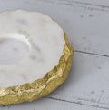 Marble Tea Light Holder in white color and Golden border