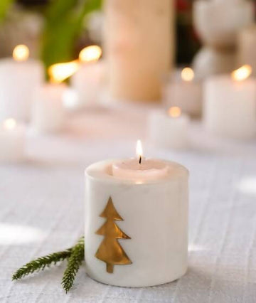 Marble Christmas Tree Tealight Holder