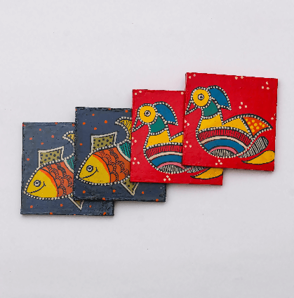 Handpainted Coaster Set with artistic design