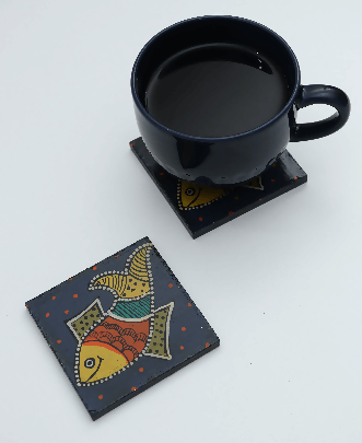 Blue Handpainted coaster set
