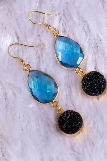 2 stone blue crystal earring
