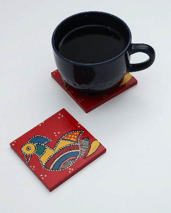 Handpainted coaster set with mug