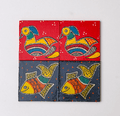 red and blue Handpainted coaster set
