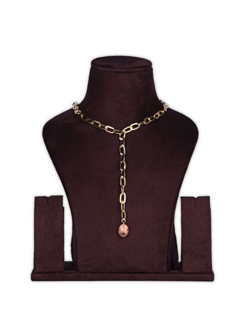 Swarovski Crystal Large Drop Y Statement Necklace with Fine Brass Metal Chain