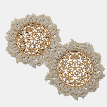 Set of 2 Snowflake Coasters with winter design