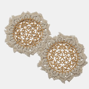 Set of 2 Snowflake Coasters with winter design