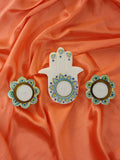 Handpainted Hamza hand with white Diya