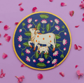 Handcrafted Hand-painted Wooden Pichwai Cow Painting Pink