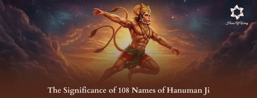 Lord Hanuman Ji flying in the sky with divine strength – The significance of 108 names of Hanuman Ji