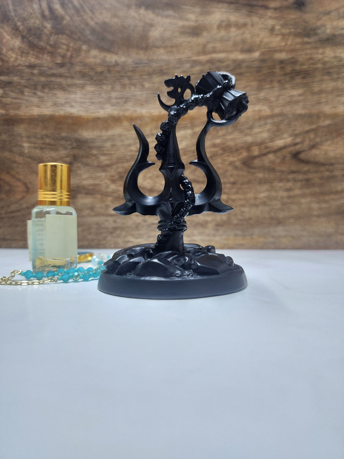 Resin Trishul with Damru for Home Decor and Gifting