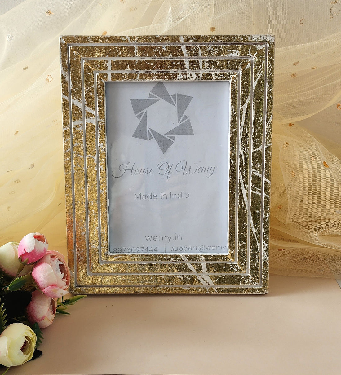 Golden Foil Photo Frame for Home Decor and Gifting