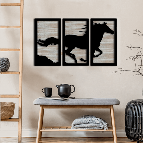 3D Horse Wall Hanging Set of 3 Wemy Store