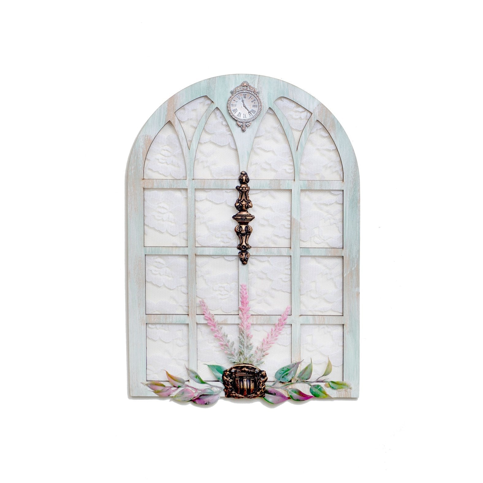 3D Window Wall Art With Net Lace With Flowers, Leaves, and Vintage Sings Wemy Store