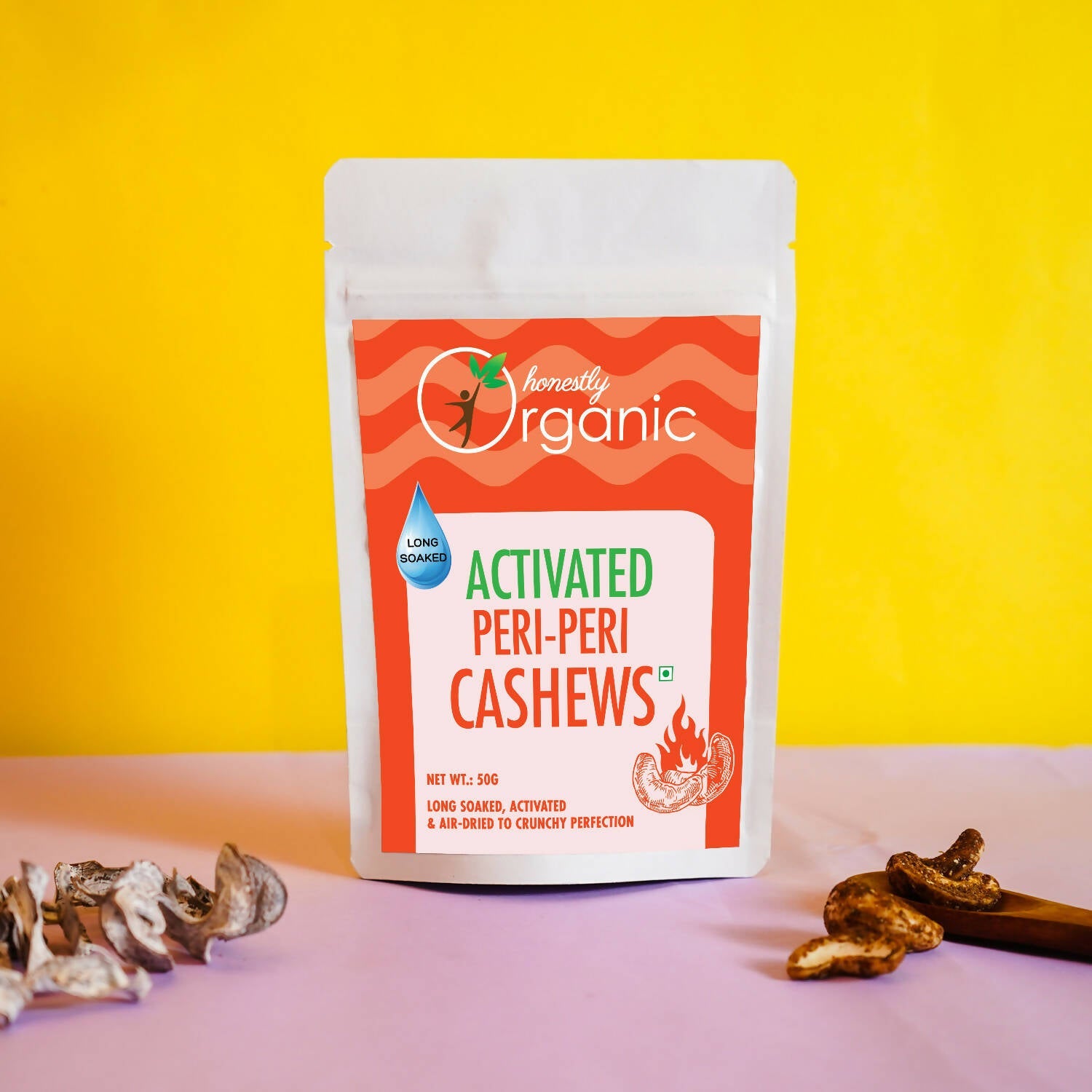 Activated Peri Peri - Cashews (100% Natural & Fresh, Long Soaked & Air Dried to Crunchy Perfection) - 50g (Pack of 2) Wemy Store