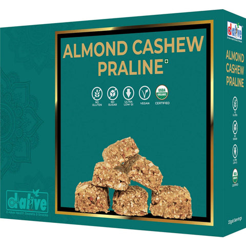 Almond Cashew Praline (Indian Sweets, Mithai) Nutrient-Rich & Healthy - 200g (6 Servings) - (Sugar-Free, Gluten-Free, Ultra Low GI, USDA Organic Certified) Wemy Store