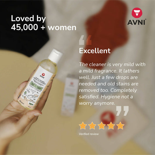 Avni Lush Certified 100% Organic Cotton Washable Panty Liner (200MM, Pack of 6) + Avni Plant Based Liquid Detergent, Period/Inner Wear Wash- 100ml (Combo Pack of 5) Wemy Store