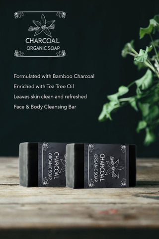 BEAUTY ESSENTIALS Charcoal & Green Tea Organic Soap - set of 2 soaps Wemy Store