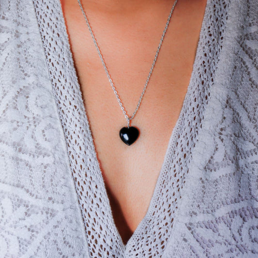 Black Obsidia Stone Pendant with Chain Wemy Store
